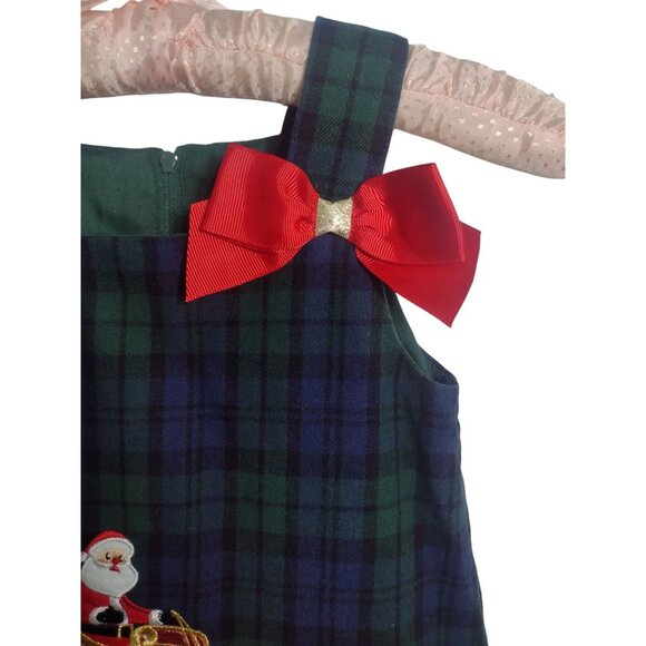 Rare Editions Christmas Toddler Dress 2T Tartan Plaid Holiday Embroidered Vtg - Picture 3 of 7
